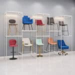 Modular Display Shelving System with Adjustable Glass Shelves and LED Light