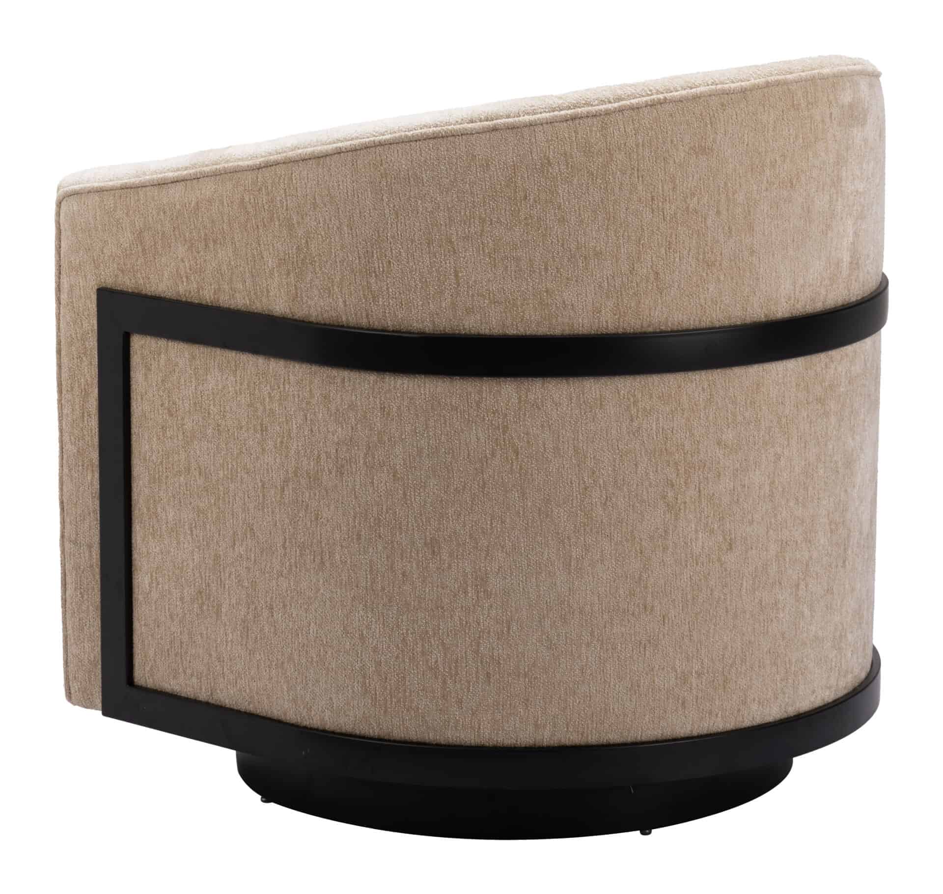 Velvet Swivel Accent Chair with Steel Base in Golden Beige 5 Velvet Swivel Accent Chair with Steel Base in Golden Beige - Image 5