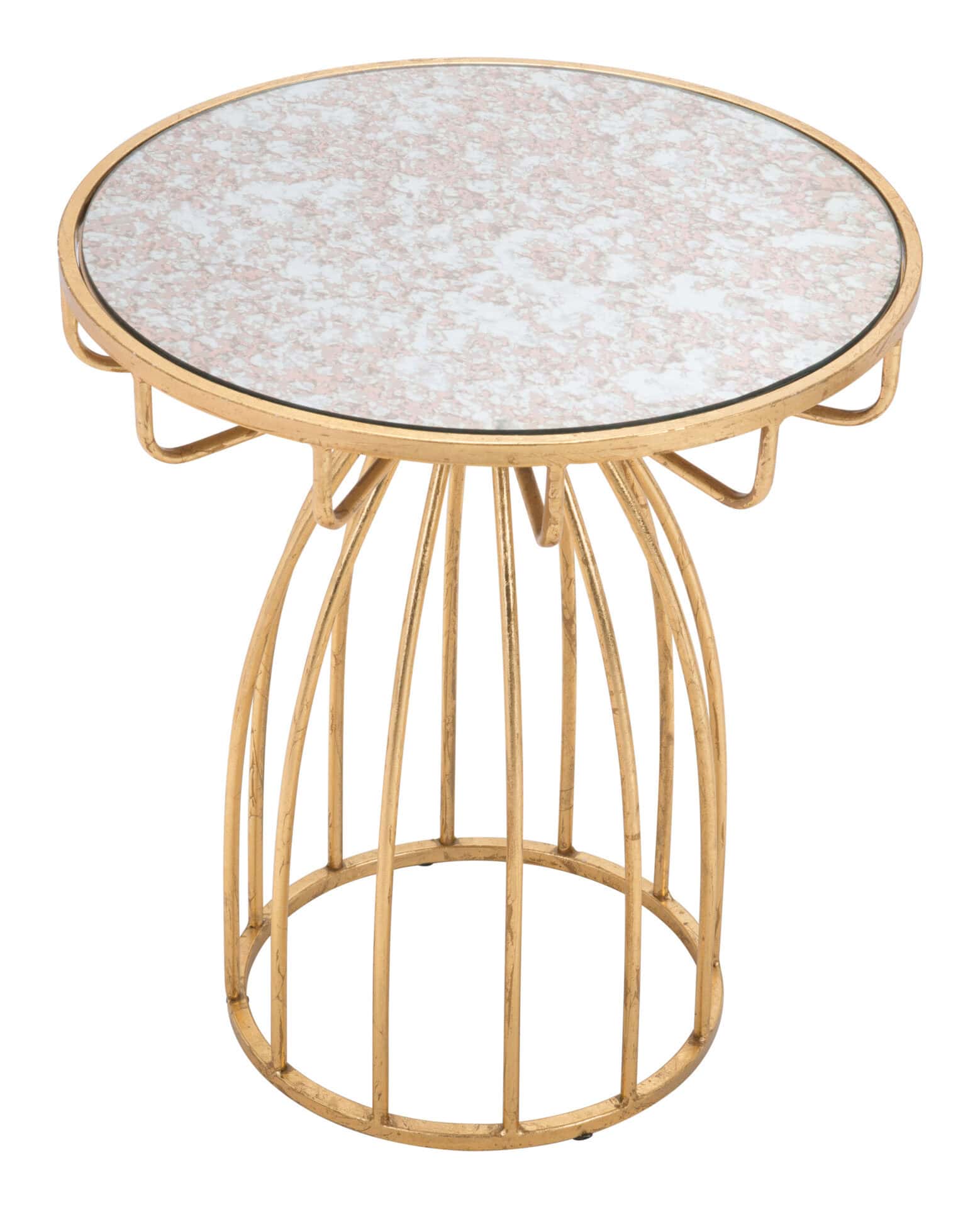 Gold Silo Side Table with White Round Top 5 Gold Silo Side Table with White Round Top - Image 5