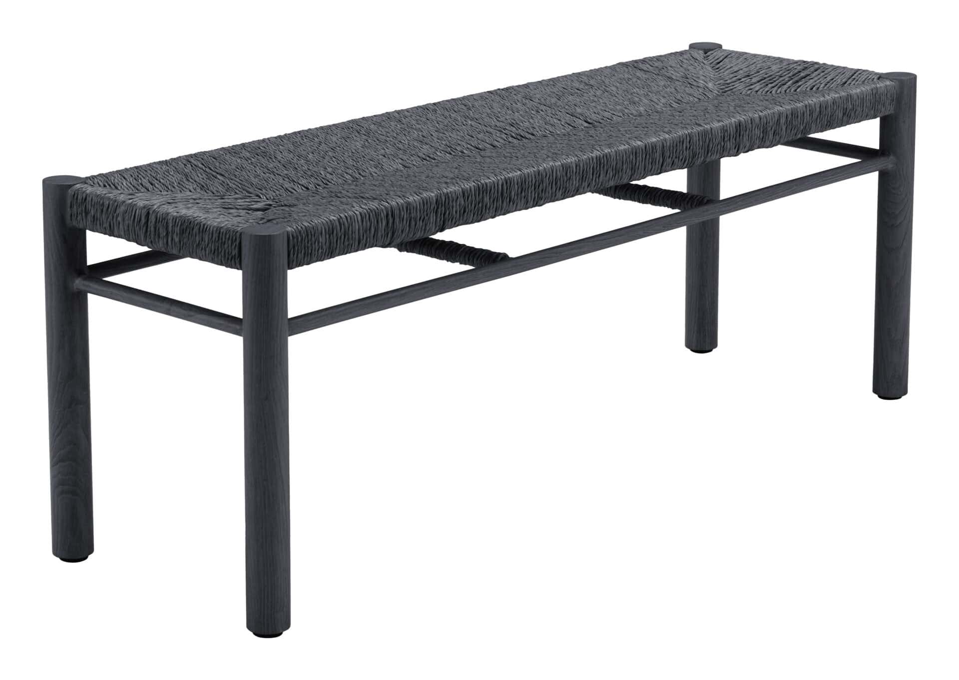 Modern Black Aluminum Bench with Faux Wood Frame 4 Modern Black Aluminum Bench with Faux Wood Frame - Image 4