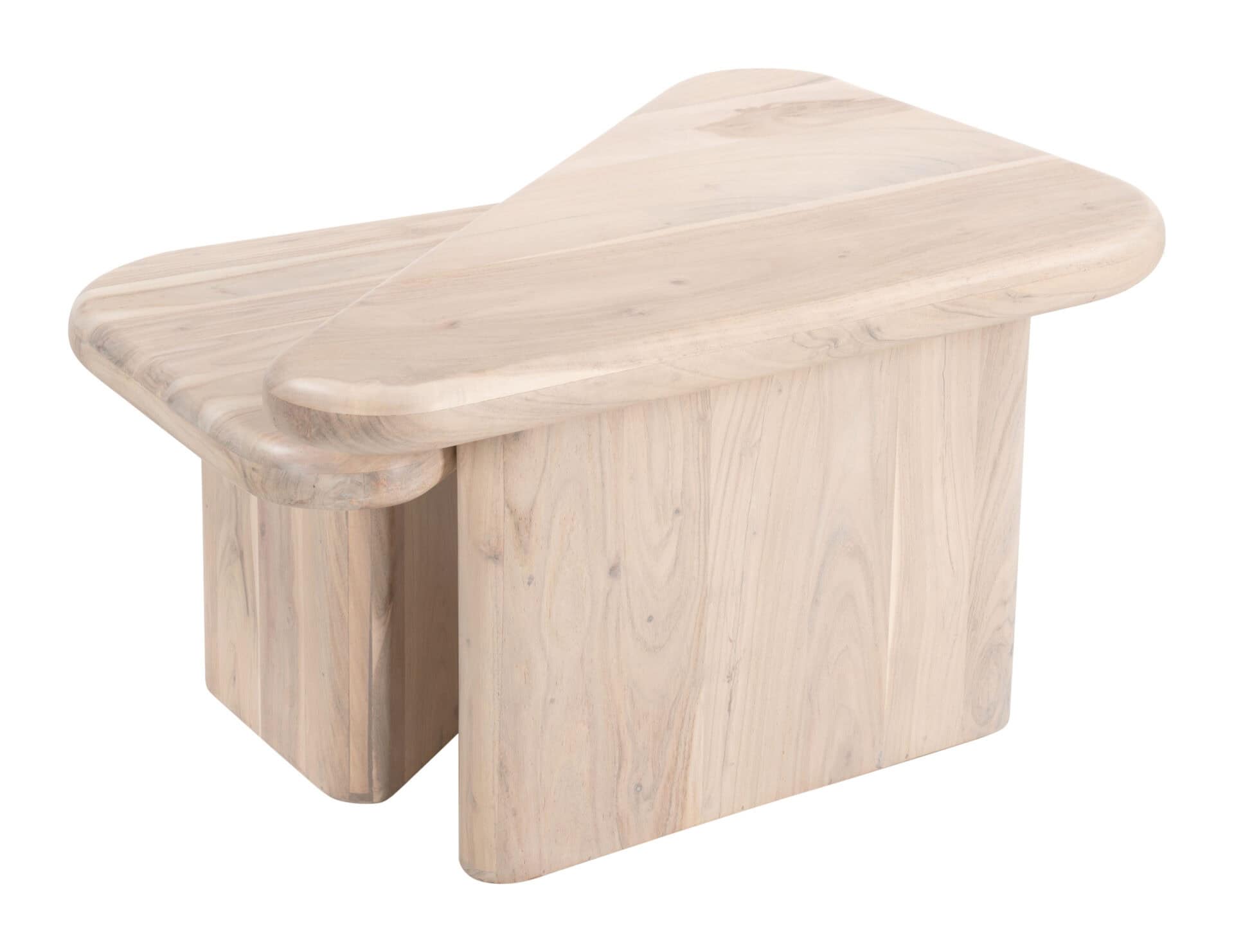 Natural Acacia Wood Boho Coffee Table Set with Triangular Tops (Set of 2) 6 Natural Acacia Wood Boho Coffee Table Set with Triangular Tops (Set of 2) - Image 6