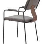 Butterscotch Brown Upholstered Dining Chair with Arms, Steel Frame (Set of 2) 13 Butterscotch Brown Upholstered Dining Chair with Arms, Steel Frame (Set of 2)