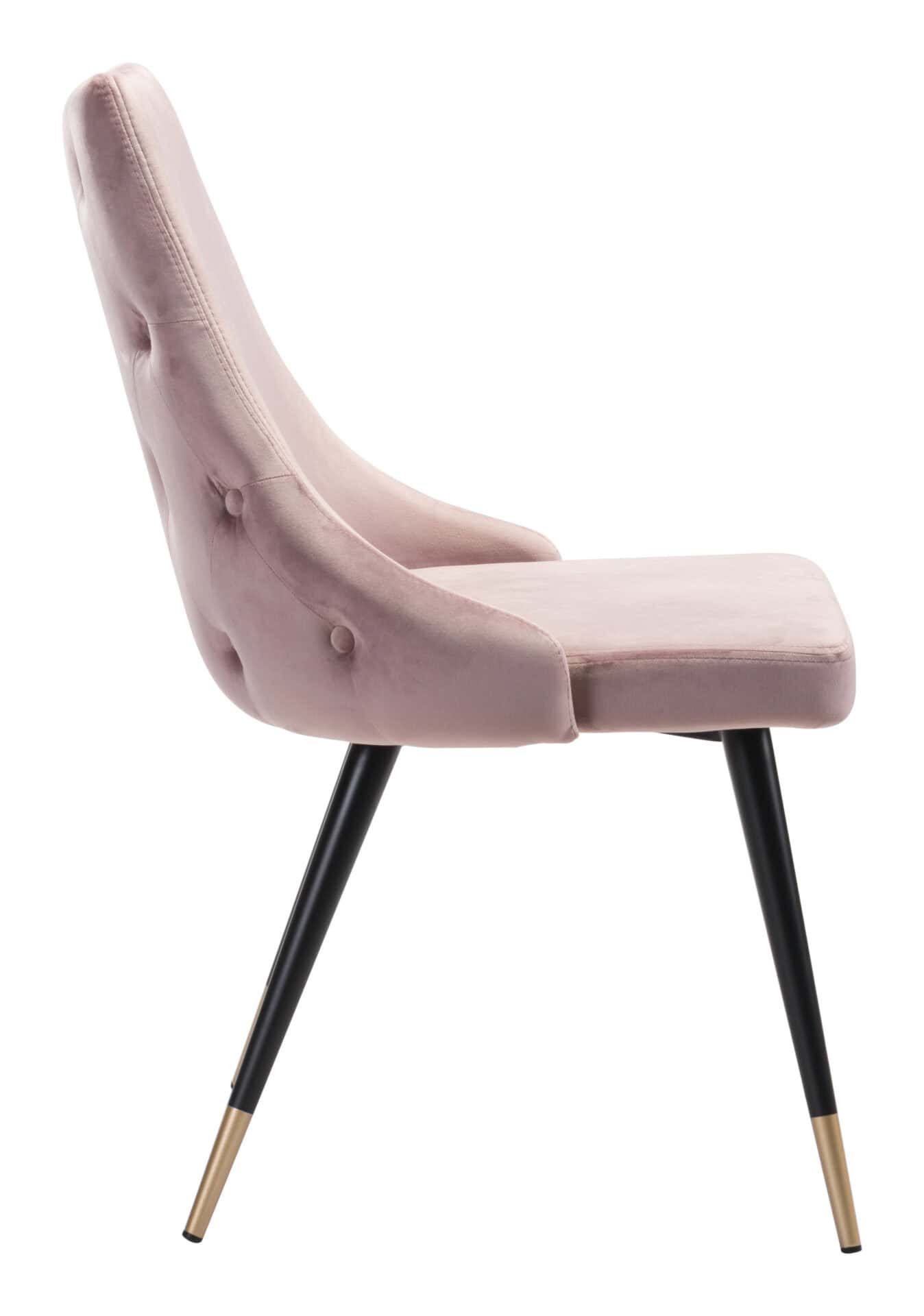 Velvet Tufted Dining Chair with Brass Legs (Set of 2) 5 Velvet Tufted Dining Chair with Brass Legs (Set of 2) - Image 5