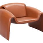 Modern Brown Faux Leather Chair with Steel Frame and Armrests 12 Modern Brown Faux Leather Chair with Steel Frame and Armrests