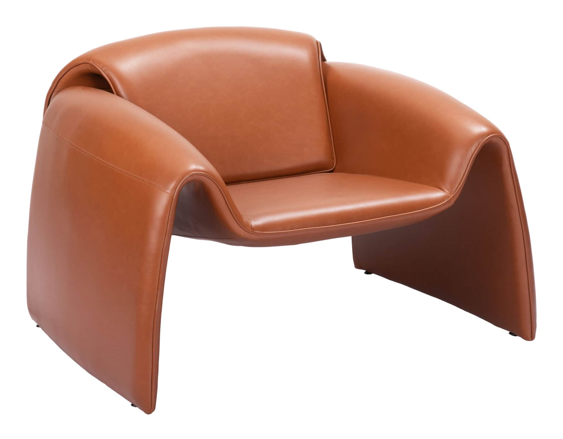 Modern Brown Faux Leather Chair with Steel Frame and Armrests 3 Modern Brown Faux Leather Chair with Steel Frame and Armrests - Image 3