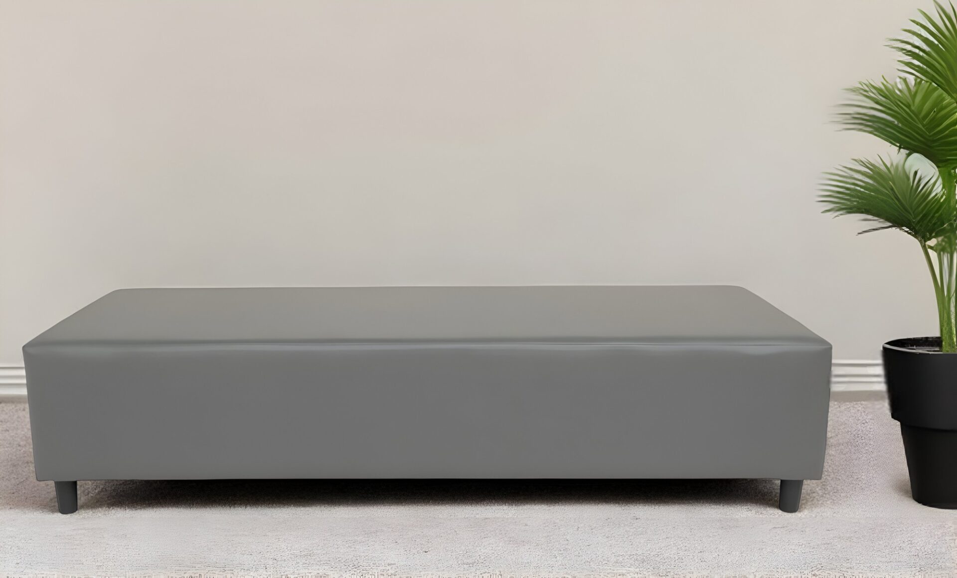 72" Gray and Black Genuine Leather Modern Upholstered Bench 1 72" Gray and Black Genuine Leather Modern Upholstered Bench
