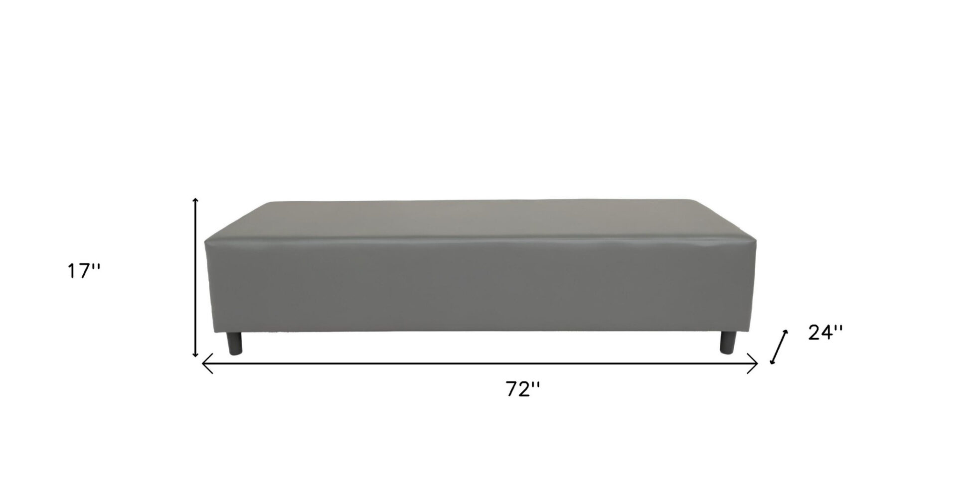 72" Gray and Black Genuine Leather Modern Upholstered Bench 6 72" Gray and Black Genuine Leather Modern Upholstered Bench - Image 6