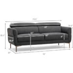 Adjustable Headrest Modern Fabric Loveseat Sofa with Metal Legs