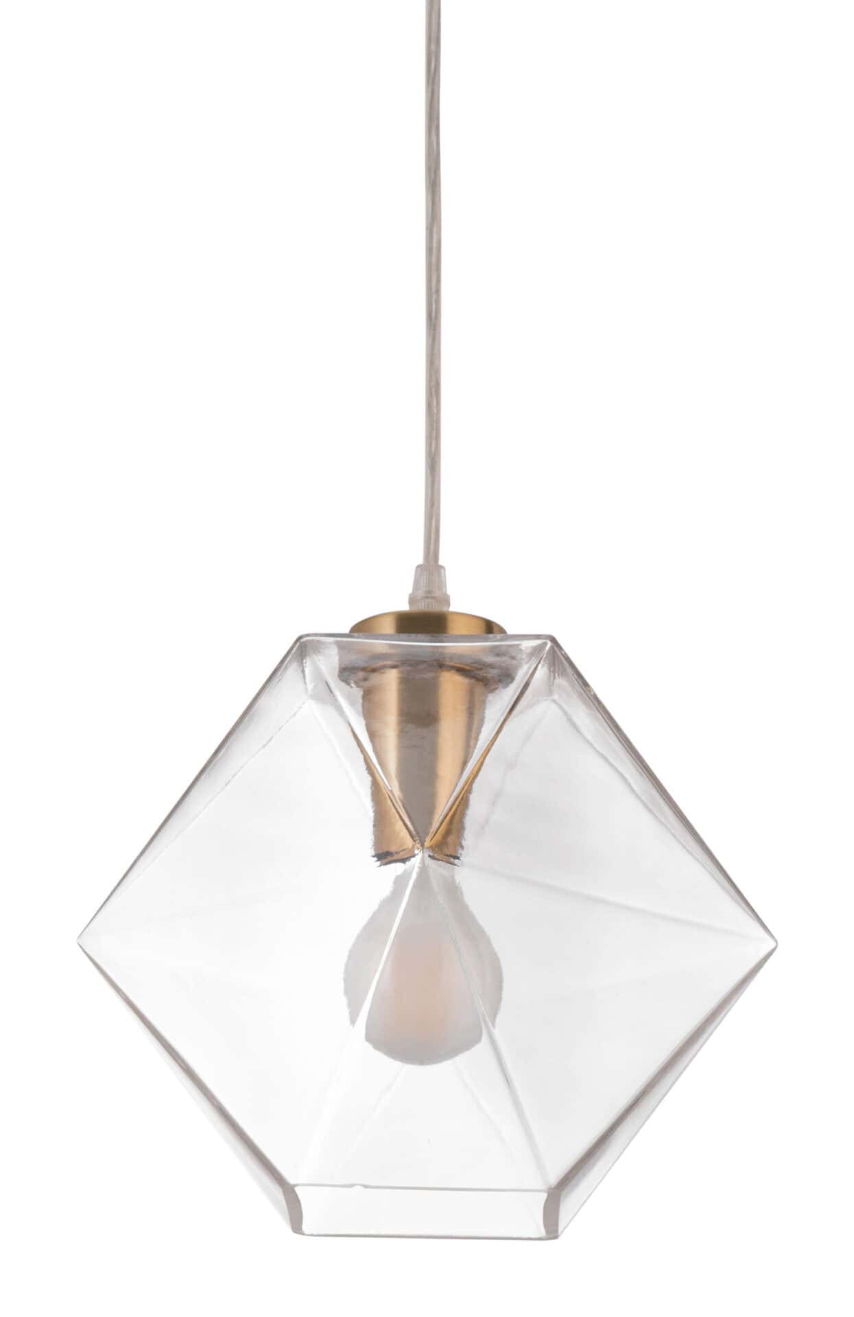 Geometric Brass Ceiling Lamp with Tempered Glass Shade 8 Geometric Brass Ceiling Lamp with Tempered Glass Shade - Image 8