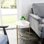 Agate Stone Top Side Table with Gold Base, White (1) 10 Agate Stone Top Side Table with Gold Base, White (1)