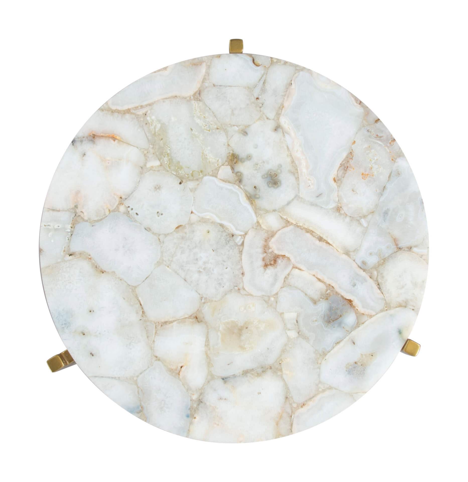 Agate Stone Top Side Table with Gold Base, White (1) 6 Agate Stone Top Side Table with Gold Base, White (1) - Image 6