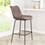 Brown Faux Leather Counter Stool with Black Steel Legs 10 Brown Faux Leather Counter Stool with Black Steel Legs