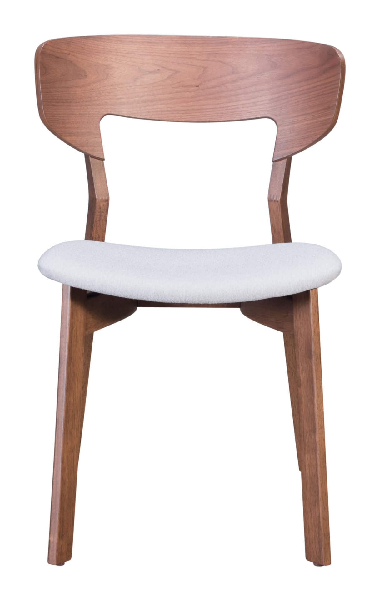 Retro Modern Walnut Dining Chair with Gray Cushion (Set of 2) 5 Retro Modern Walnut Dining Chair with Gray Cushion (Set of 2) - Image 5