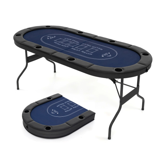 Foldable 72 Inch Poker Table for 8 Players with Cup Holders 3 Foldable 72 Inch Poker Table for 8 Players with Cup Holders - Image 3