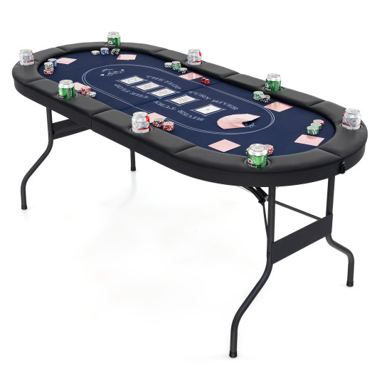 Foldable 72 Inch Poker Table for 8 Players with Cup Holders 4 Foldable 72 Inch Poker Table for 8 Players with Cup Holders - Image 4
