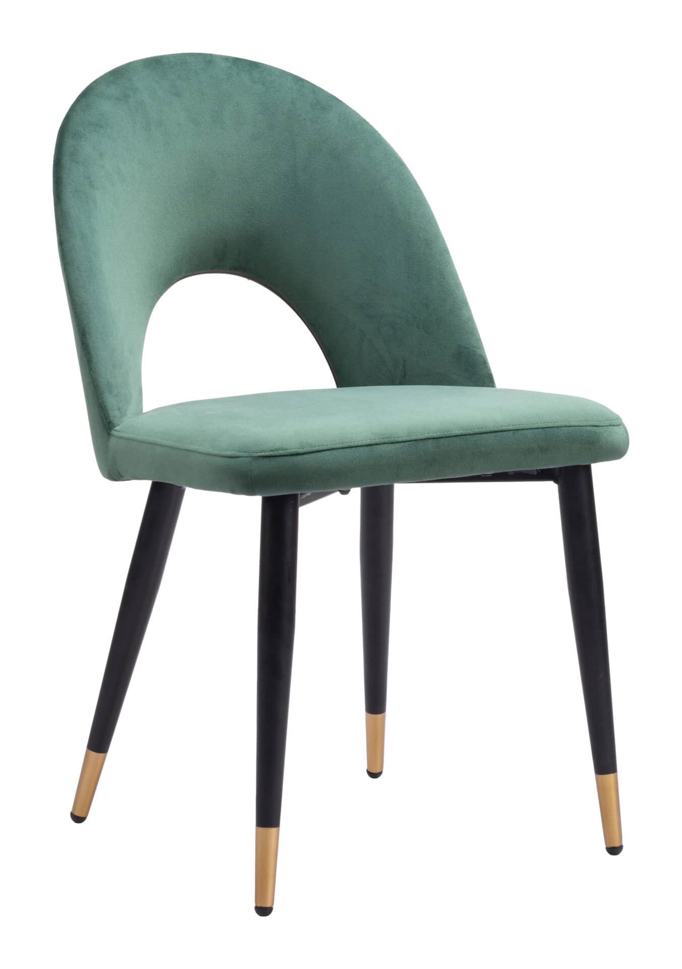 Modern Green Velvet Dining Chair with Steel Base (Set of 2) 3 Modern Green Velvet Dining Chair with Steel Base (Set of 2) - Image 3