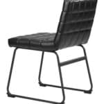 Black Vinyl Tufted Dining Chair with Steel Frame (Set of 2)