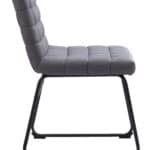 Modern Gray Dining Chairs with Tufted Upholstery and Steel Legs (Set of 2)