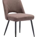 Modern Boho Dining Chair with Shearling Fabric and Steel Legs (Set of 2)