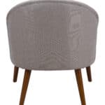 Retro Modern Beige Accent Chair with Tufted Upholstery and Wood Legs 14 Retro Modern Beige Accent Chair with Tufted Upholstery and Wood Legs