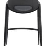 Black Mid-Century Modern Counter Stool with Faux Leather (Set of 2)