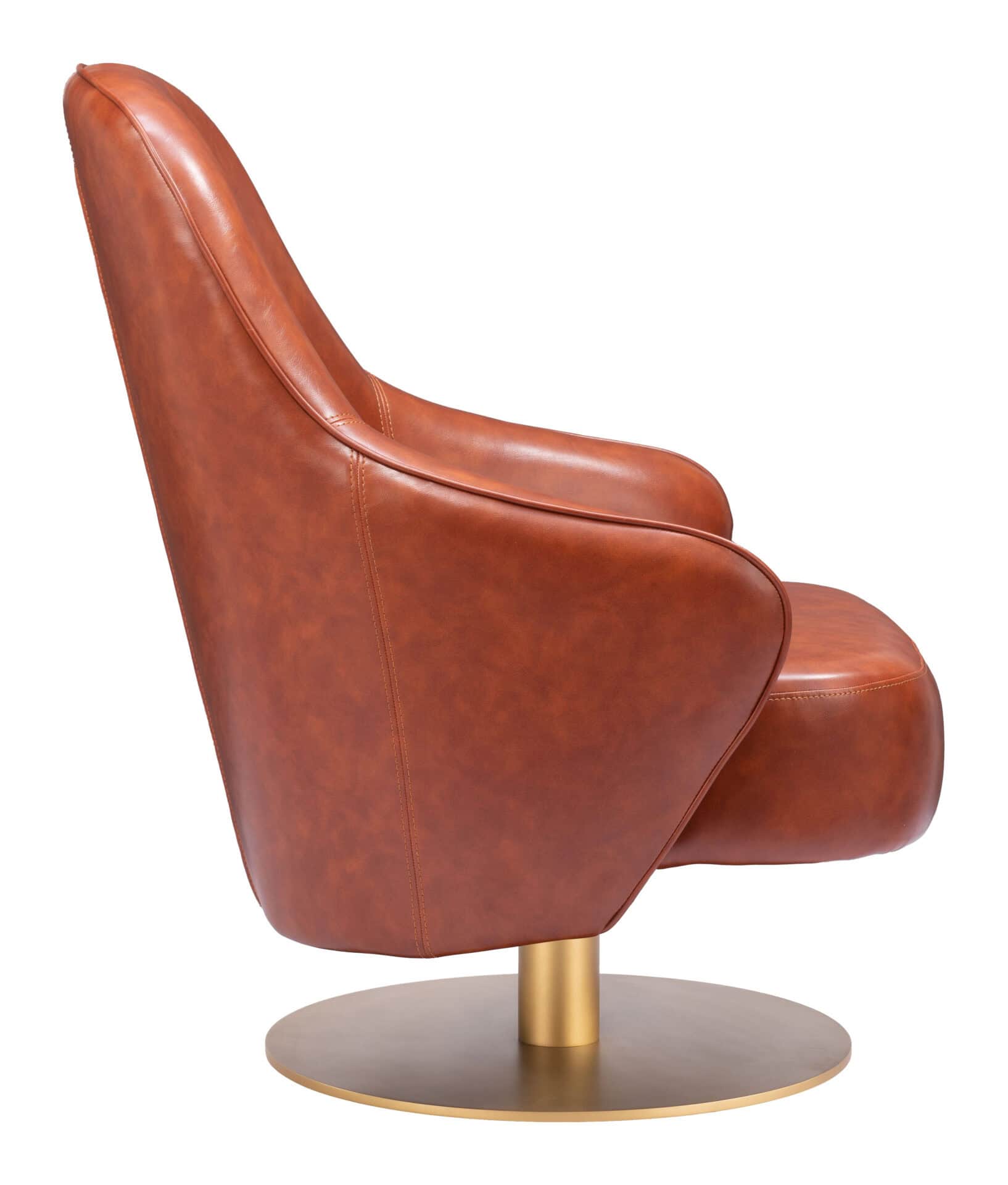 Swivel Faux Leather Accent Chair with Brushed Base and Armrests 2 Swivel Faux Leather Accent Chair with Brushed Base and Armrests - Image 2