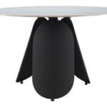 Round White Dining Table with Sintered Stone Top and Steel Base 10 Round White Dining Table with Sintered Stone Top and Steel Base