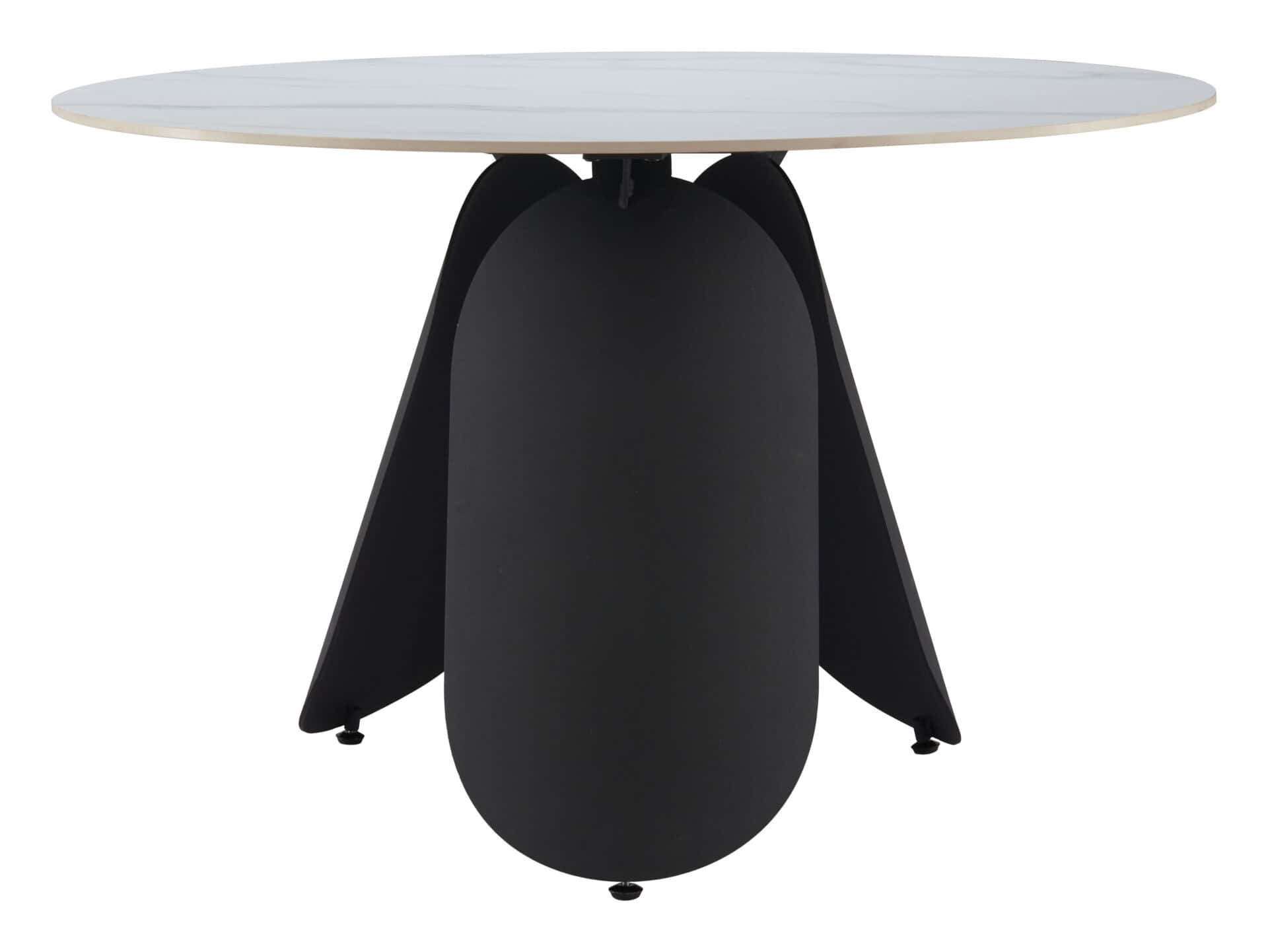 Round White Dining Table with Sintered Stone Top and Steel Base 2 Round White Dining Table with Sintered Stone Top and Steel Base - Image 2
