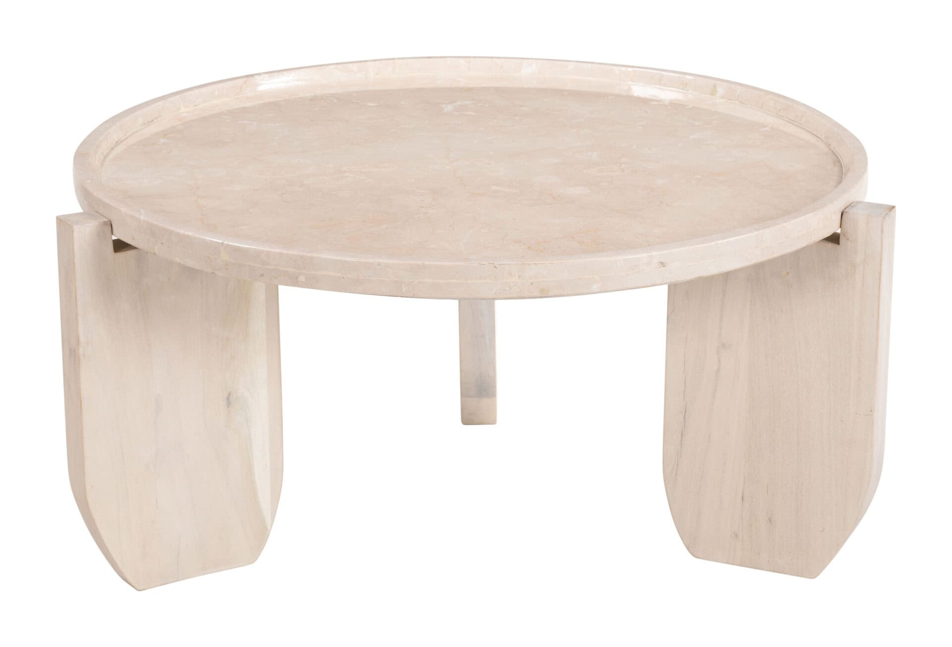 Round Travertine-Style Marble Coffee Table with Minimalist Design 2 Round Travertine-Style Marble Coffee Table with Minimalist Design - Image 2