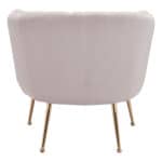 Art Deco Beige Velvet Accent Chair with Gold Legs