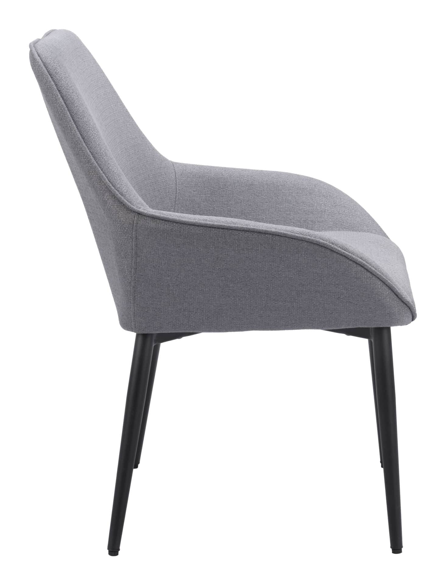 Gray Dining Chair with Armrests, Steel Frame, and Water-Resistant Fabric (Set of 2) 2 Gray Dining Chair with Armrests, Steel Frame, and Water-Resistant Fabric (Set of 2) - Image 2