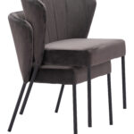 Gray Velvet Stackable Dining Chair with Steel Legs (Set of 2) 19 Gray Velvet Stackable Dining Chair with Steel Legs (Set of 2)