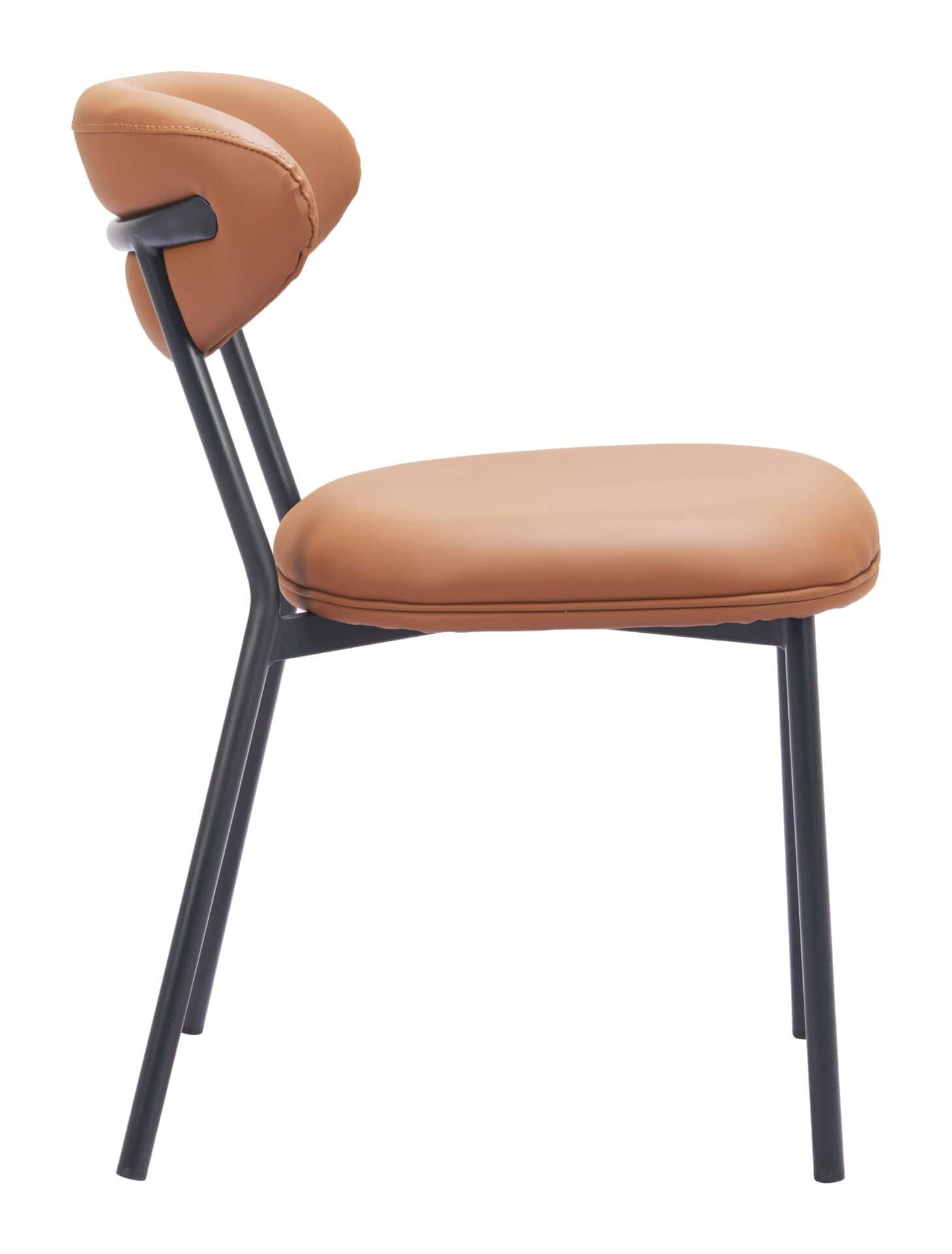 Modern Faux Leather Dining Chair with Steel Frame (Set of 2) 2 Modern Faux Leather Dining Chair with Steel Frame (Set of 2) - Image 2