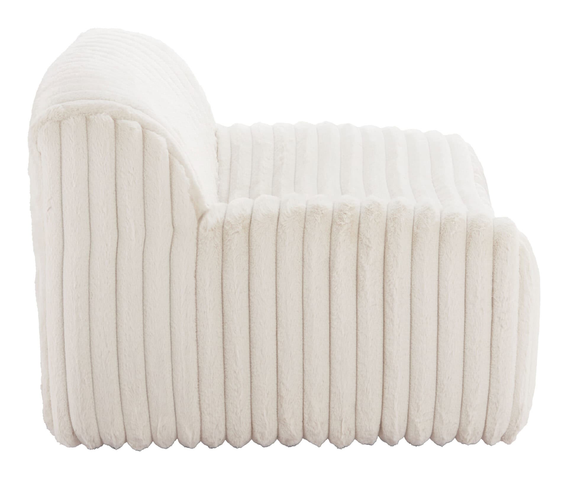 Cream Cord-Style Accent Chair with Ash Wood Legs 4 Cream Cord-Style Accent Chair with Ash Wood Legs - Image 4