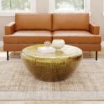 Round Gold Boho Coffee Table with Steel Frame 9 Round Gold Boho Coffee Table with Steel Frame