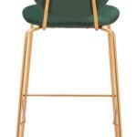 Green Velvet Bar Stools with Gold Frame (Set of 2) 14 Green Velvet Bar Stools with Gold Frame (Set of 2)