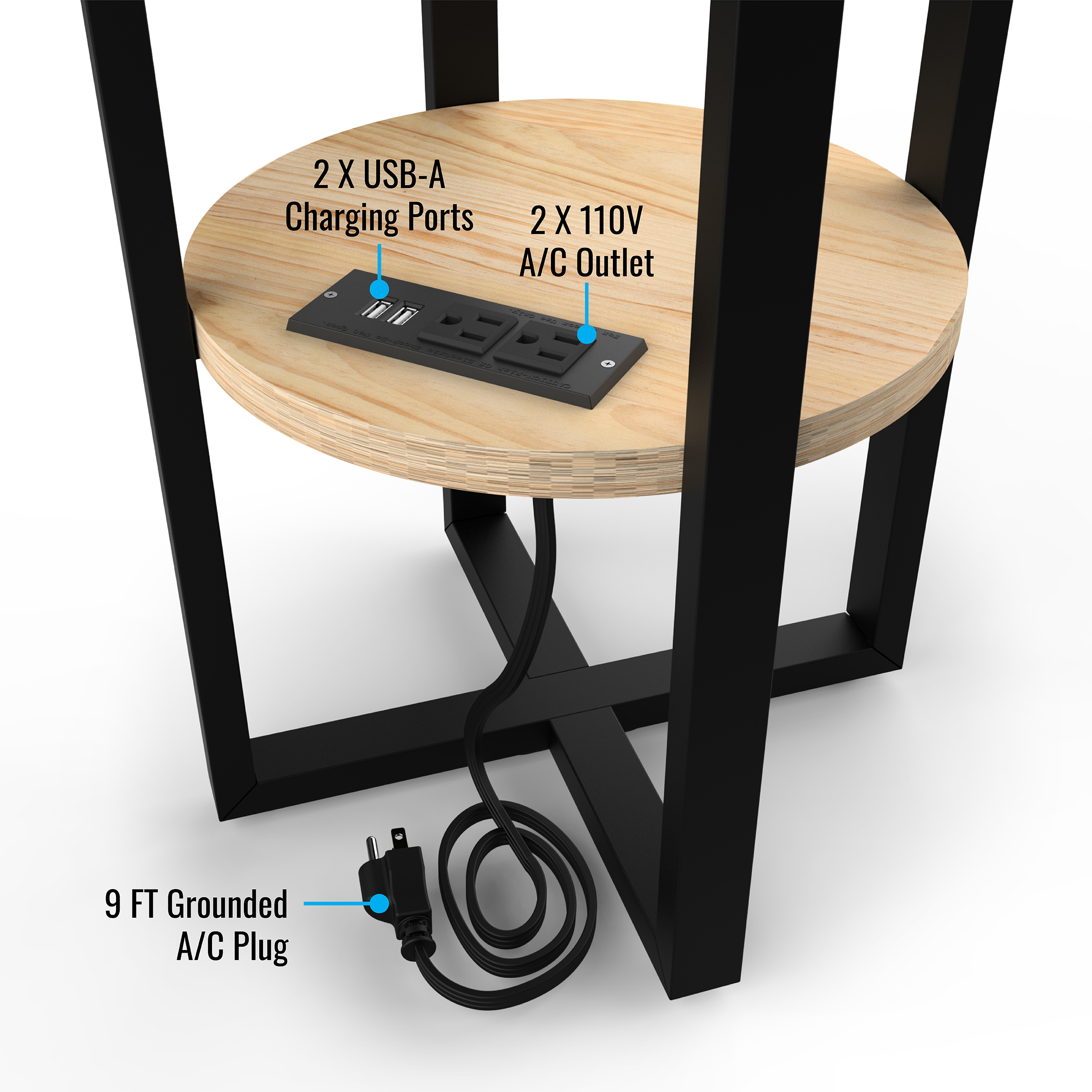 chicago bears laser etched charging station side table