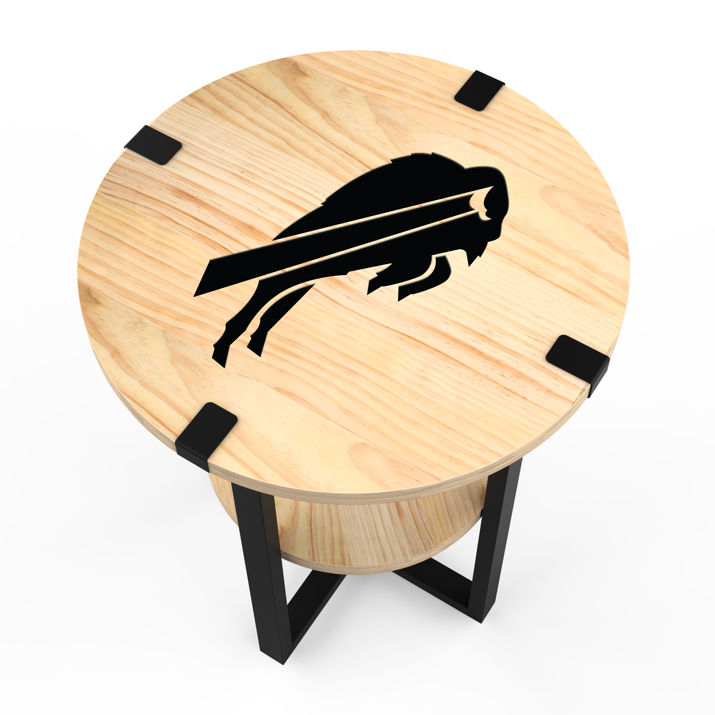 buffalo bills laser etched round charging station side table