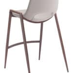 Mid-Century Modern Beige Counter Stool with Walnut Legs (Set of 2)