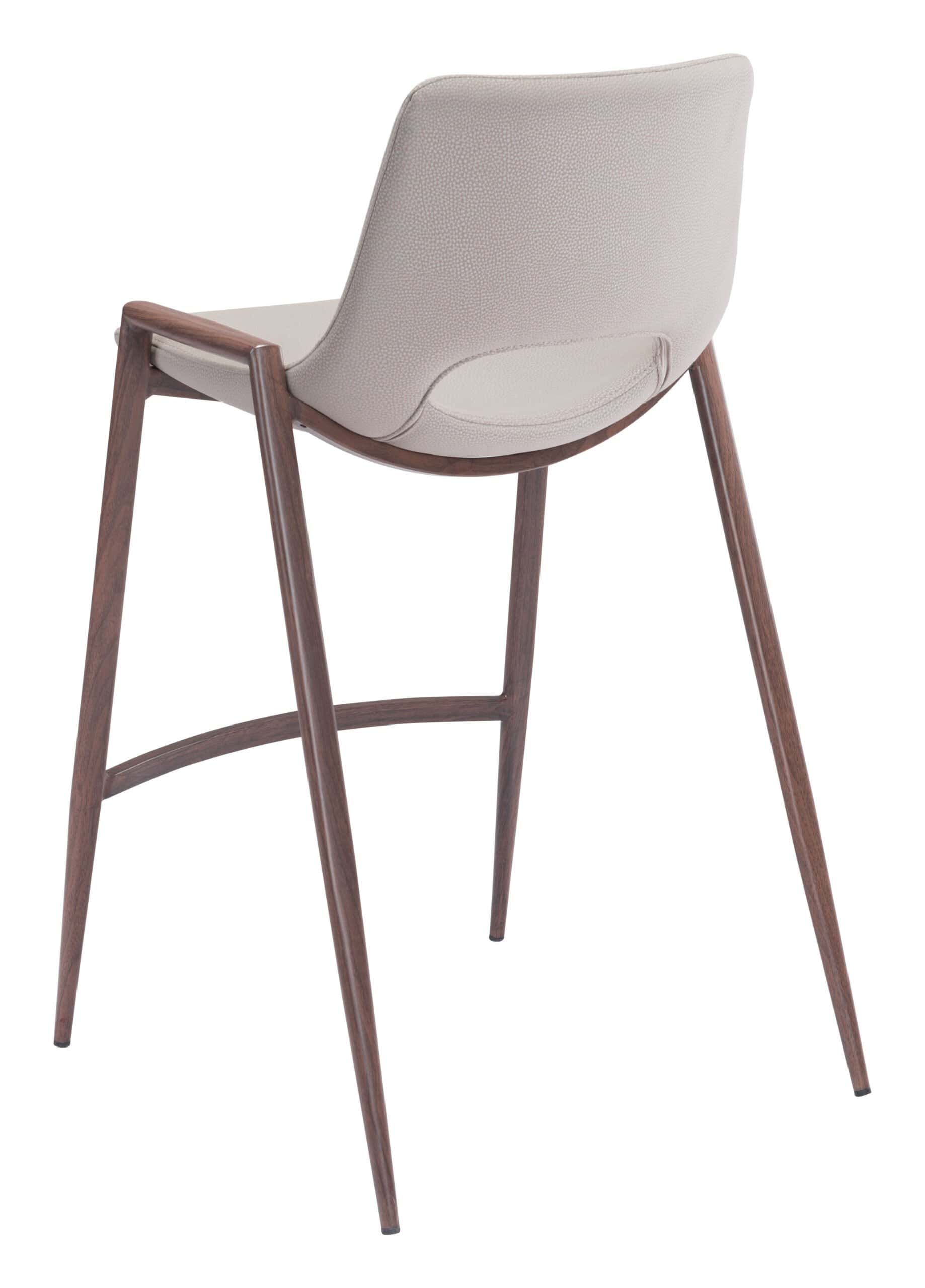 Mid-Century Modern Beige Counter Stool with Walnut Legs (Set of 2)