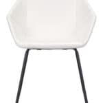 Modern White Tufted Dining Chair with Steel Legs (Set of 2)