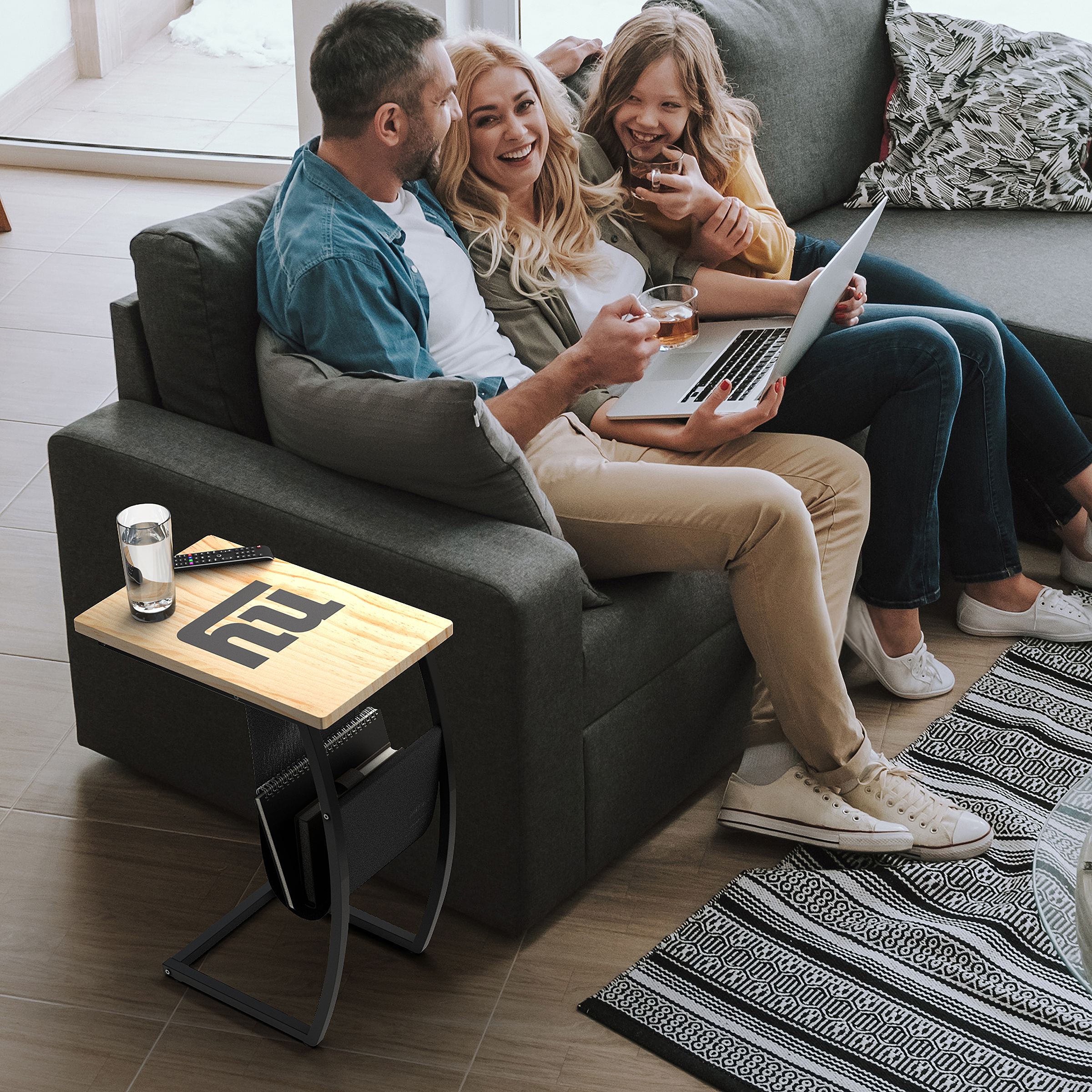 new york giants laser etched c-shape side table