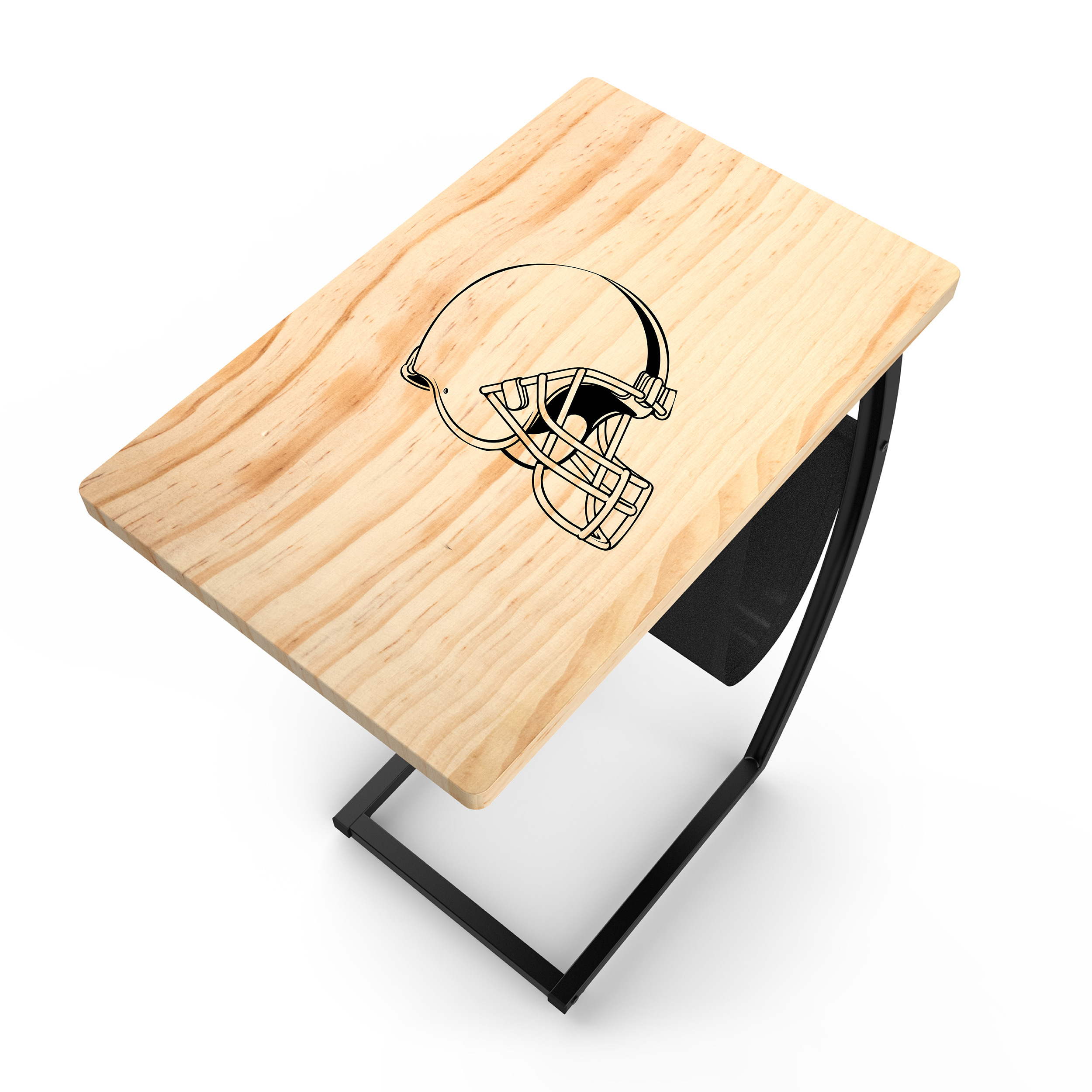 cleveland browns laser etched c-shape side table