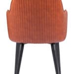 Brown Faux Leather Dining Chair with Steel Frame and Armrests