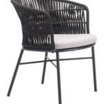 Modern Black Outdoor Dining Chair Weather Resistant (Set of 2)