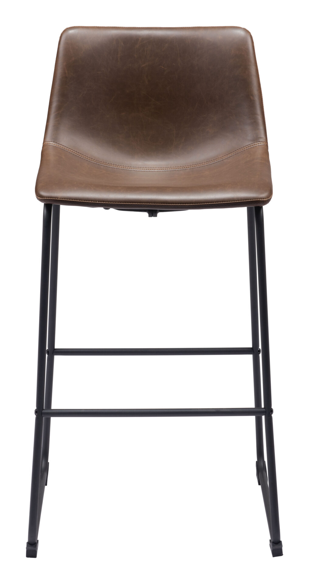 Vintage Espresso Barstool with Faux Leather and Matte Black Frame (Set of 2) 4 Vintage Espresso Barstool with Faux Leather and Matte Black Frame (Set of 2) - Image 4