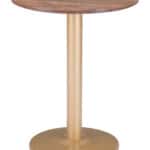 Round Brown & Gold Bistro Table with Pedestal Base for Two