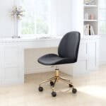 Glam Black Faux Leather Office Chair with Gold Steel Frame
