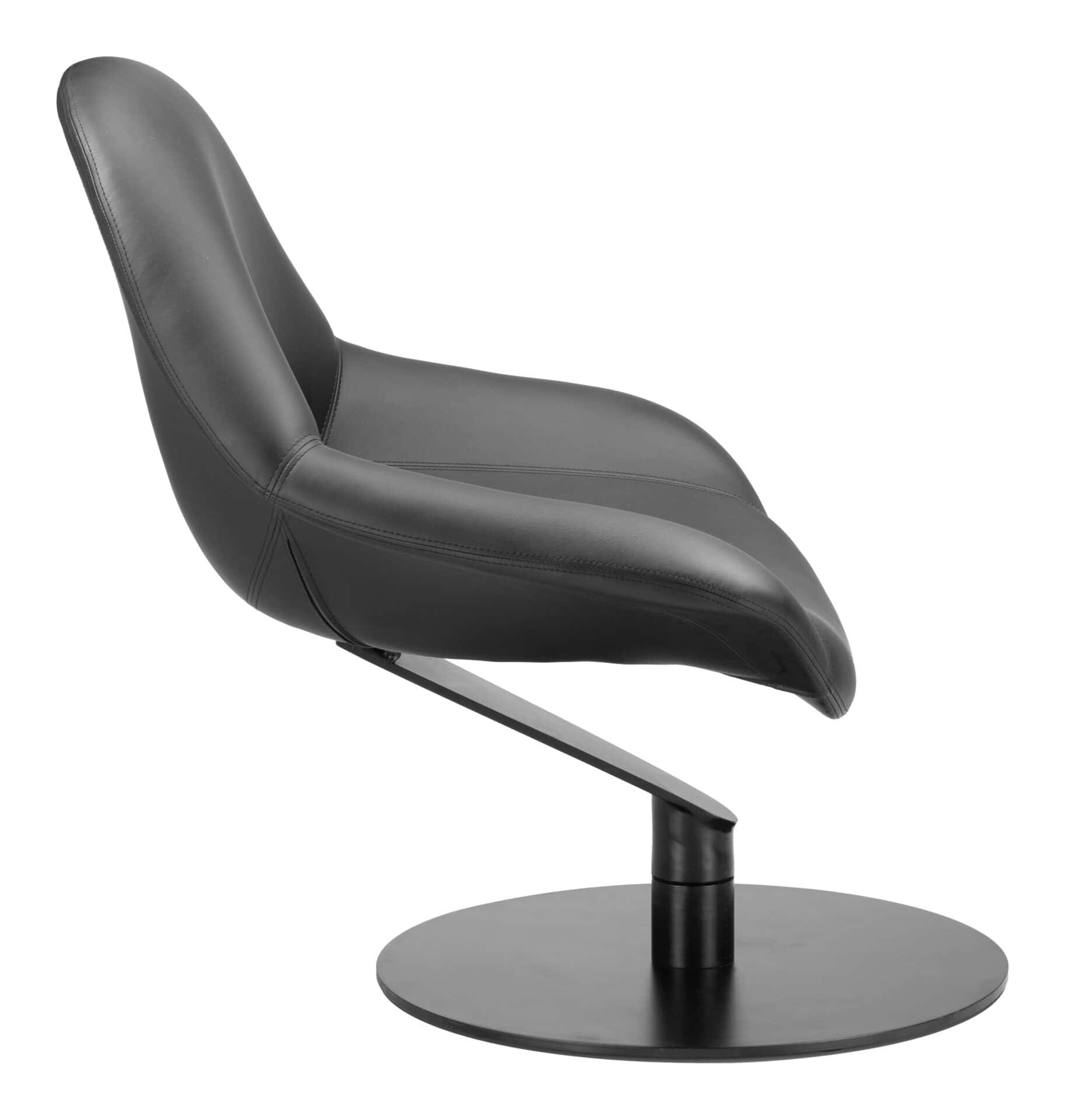 Swivel Black Accent Chair with Faux Leather and Steel Base 2 Swivel Black Accent Chair with Faux Leather and Steel Base - Image 2