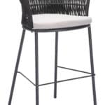 Black Outdoor-Indoor Barstools with Armrest and Footrest (Set of 2)